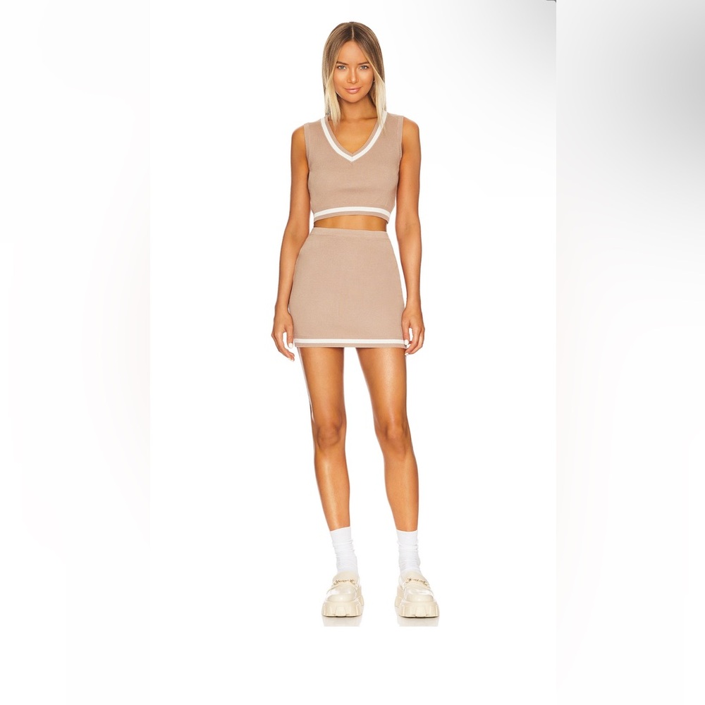 Bonnie Varsity Skirt SET in Toast - superdown -  XS
